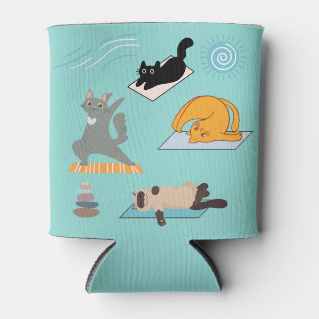 Funny Cats At Yoga Can Cooler (Front)