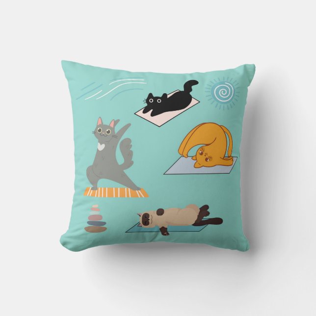 Funny Cats At Yoga Cushion (Front)