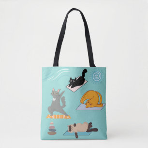 Funny Cats At Yoga Tote Bag