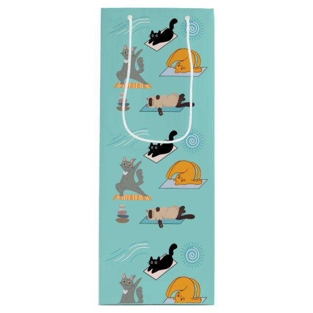 Funny Cats At Yoga Wine Gift Bag (Front)