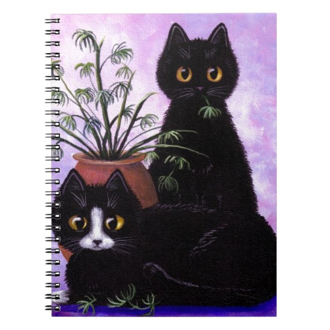Funny Cats Black Tuxedo Creationarts Notebook (Front)