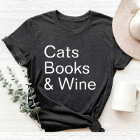 Funny Cats Books and Wine Lover mum black