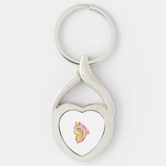 Funny Cats Breed Mandala Head Gift Ideas Key Ring (Front)