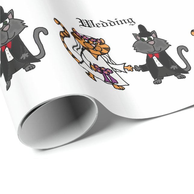 Funny Cats Bride and Groom wedding Art Wrapping Paper (Roll Corner)