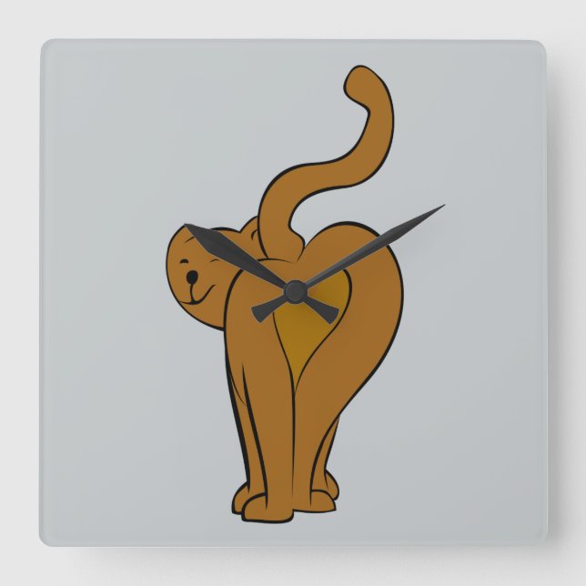Funny Cats, Cat Tail Wall Clock (Front)