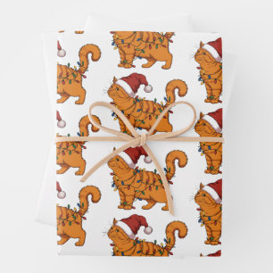 Funny Cats Christmas Orange Cat Mum Pet Lover Xmas Wrapping Paper Sheet