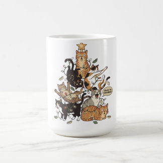 Funny Cats Christmas Tree Tangled Lights Holiday Coffee Mug