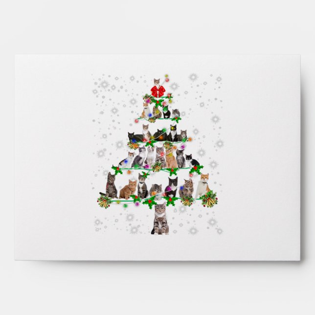 Funny Cats Christmas Tree Tee Ornament Decor Gift Envelope (Front)