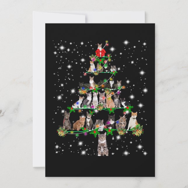 Funny Cats Christmas Tree Tee Ornament Decor Gift Holiday Card (Front)