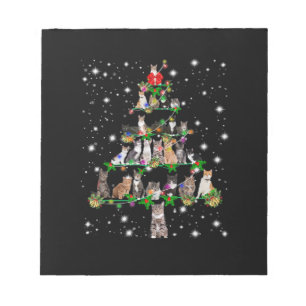 Funny Cats Christmas Tree Tee Ornament Decor Gift Notepad