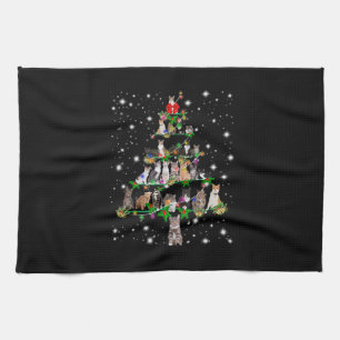 Funny Cats Christmas Tree Tee Ornament Decor Gift Tea Towel
