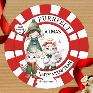 Funny Cats Crazy Cat Lady Cute Christmas Classic Round Sticker