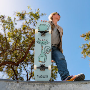Funny Cats custom name & colour Skateboard