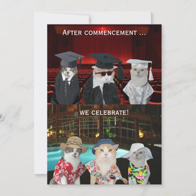 Funny Cats Customisable Graduation Party Invite (Front)