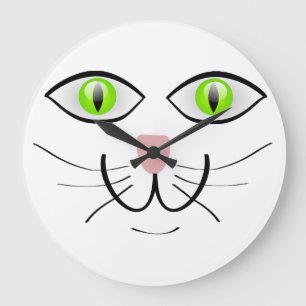 funny cats face large clock