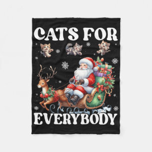 Funny Cats For Everybody Santa Cat Lover Xmas Wome Fleece Blanket