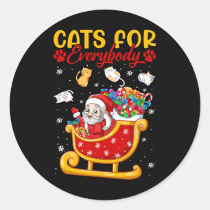 Funny Cats For Everybody Santa Sleigh Merry Christ Classic Round Sticker