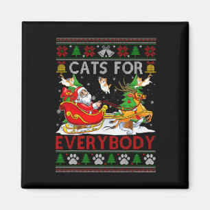 Funny Cats For Everybody Santa Sleigh Ugly Christm Magnet