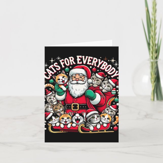 Funny Cats For Everybody Ugly Christmas Funny Xmas Card (Front)