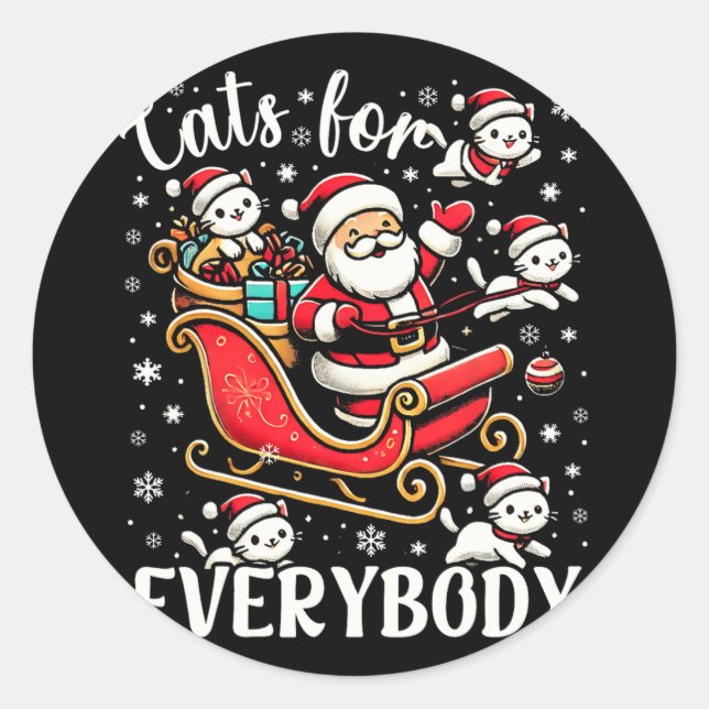 Funny Cats For Everybody Ugly Christmas Funny Xmas Classic Round Sticker (Front)