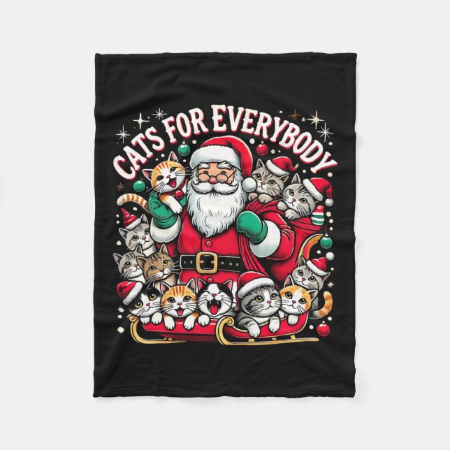 Funny Cats For Everybody Ugly Christmas Funny Xmas Fleece Blanket (Front)