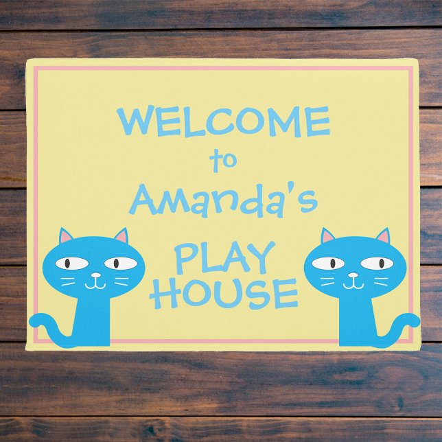 Funny Cats Girls Playhouse Welcome Doormat (Creator Uploaded)
