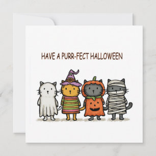 Funny Cats Happy Halloween Holiday Card