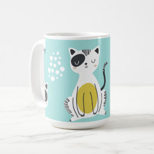 Funny cats illustration pastel tea mug