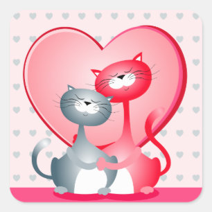 Funny cats in love, sticker