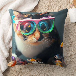Funny Cat's in the Aquarium Cushion