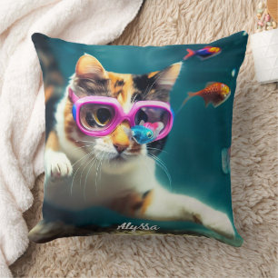 Funny Cat's in the Aquarium Cushion