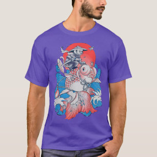 Funny Cats japan cat Samurai Cat Japanese Art red T-Shirt