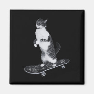 Funny Cats Lovers Skateboarding Cat For Men Women Magnet
