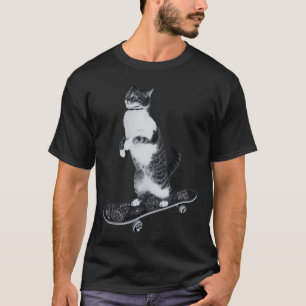 Funny Cats Lovers Skateboarding Cat For Men Women T-Shirt