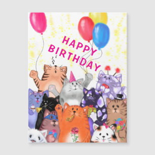 Funny Cats Magnetic Birthday Card