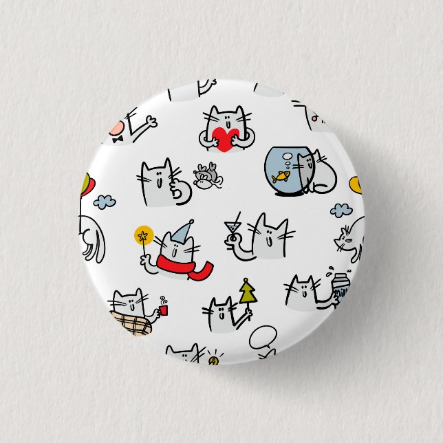 Funny cats, milk and magic. 3 cm round badge (Front)