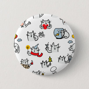 Funny cats, milk and magic. 6 cm round badge