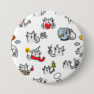 Funny cats, milk and magic. 7.5 cm round badge