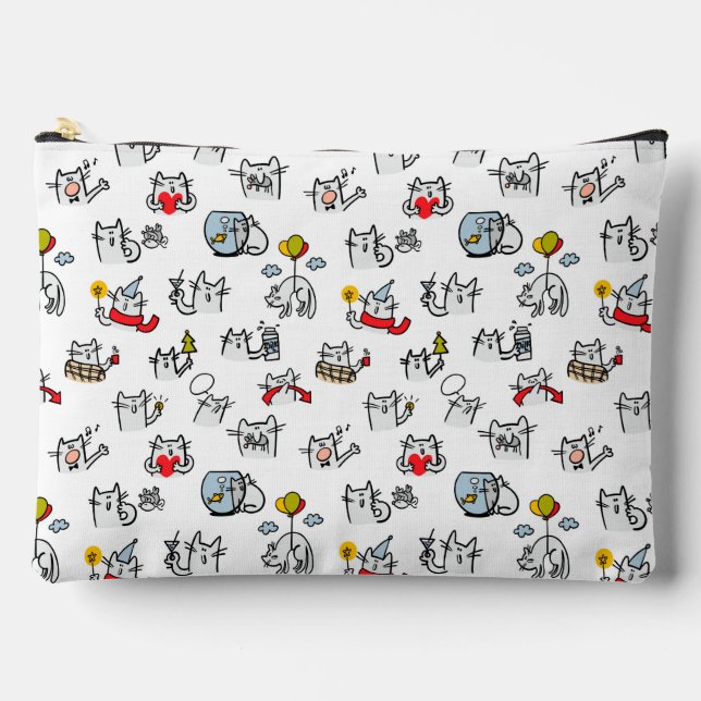 Funny cats, milk and magic. accessory pouch (Front)