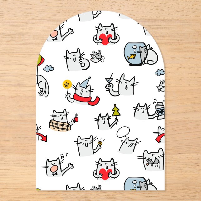 Funny cats, milk and magic. acrylic invitations (Front)