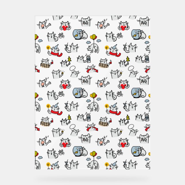 Funny cats, milk and magic. acrylic sign (Front)