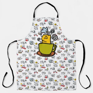 Funny cats, milk and magic. apron