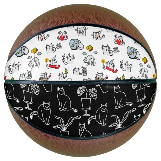 Funny cats, milk and magic. basketball (Front)