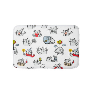 Funny cats, milk and magic. bath mat