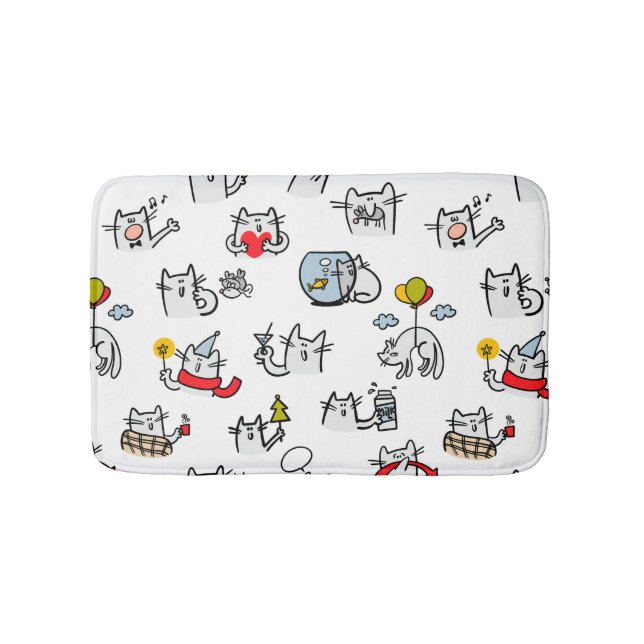 Funny cats, milk and magic. bath mat (Front)