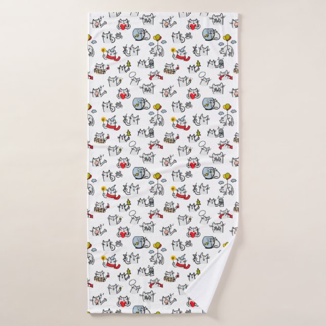 Funny cats, milk and magic. bath towel (Bath Towel)