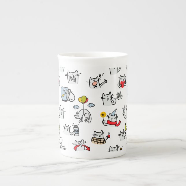 Funny cats, milk and magic. bone china mug (Front)
