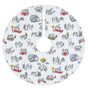 Funny cats, milk and magic. brushed polyester tree skirt