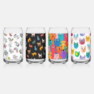 Funny cats, milk and magic. can glass