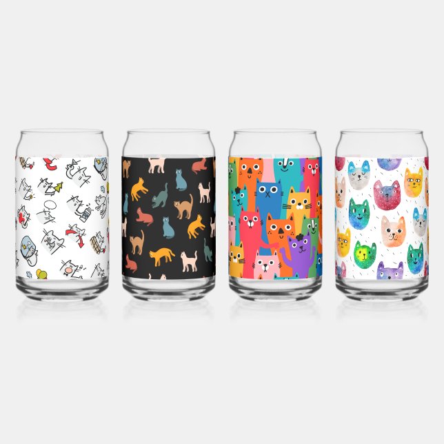 Funny cats, milk and magic. can glass (Front)